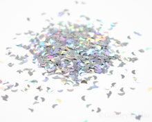 Load image into Gallery viewer, Crescent Moon Silver Holographic Glitter
