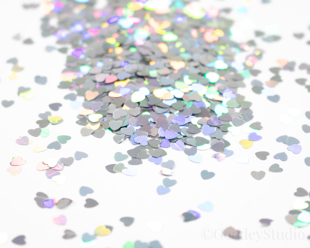 Heart Shape Silver Holographic Glitter