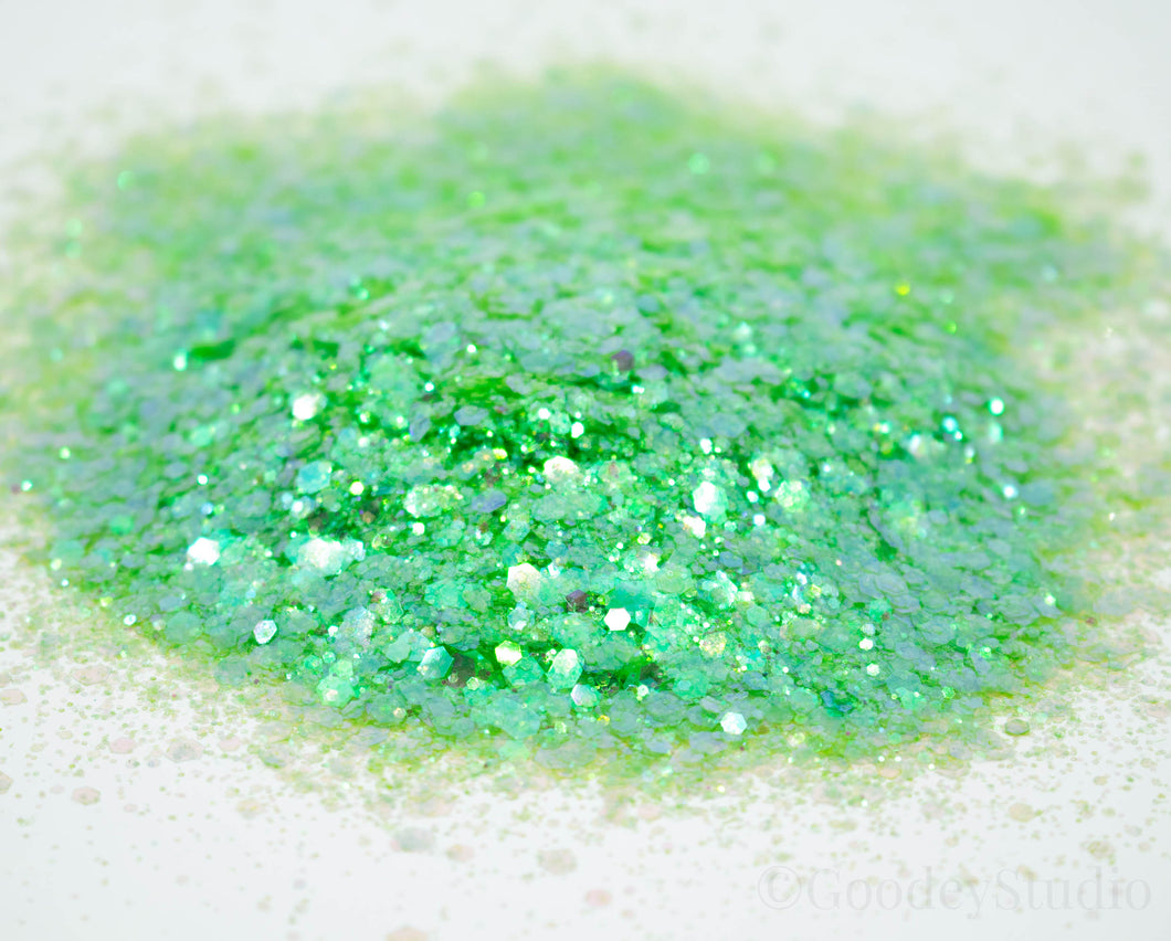 Lime Green Iridescent Chunky Glitter