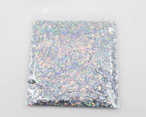 Crescent Moon Silver Holographic Glitter