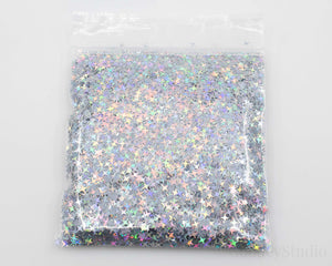 Four Point Star Silver Holographic Glitter