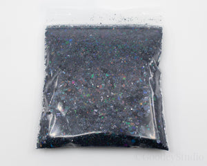 Galaxy Black Chunky Shapes Mix Holographic Glitter
