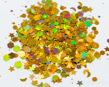 Load image into Gallery viewer, Galaxy Gold Chunky Shapes Mix Holographic Glitter
